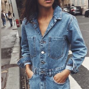 Zara Light Blue Denim Jumpsuit